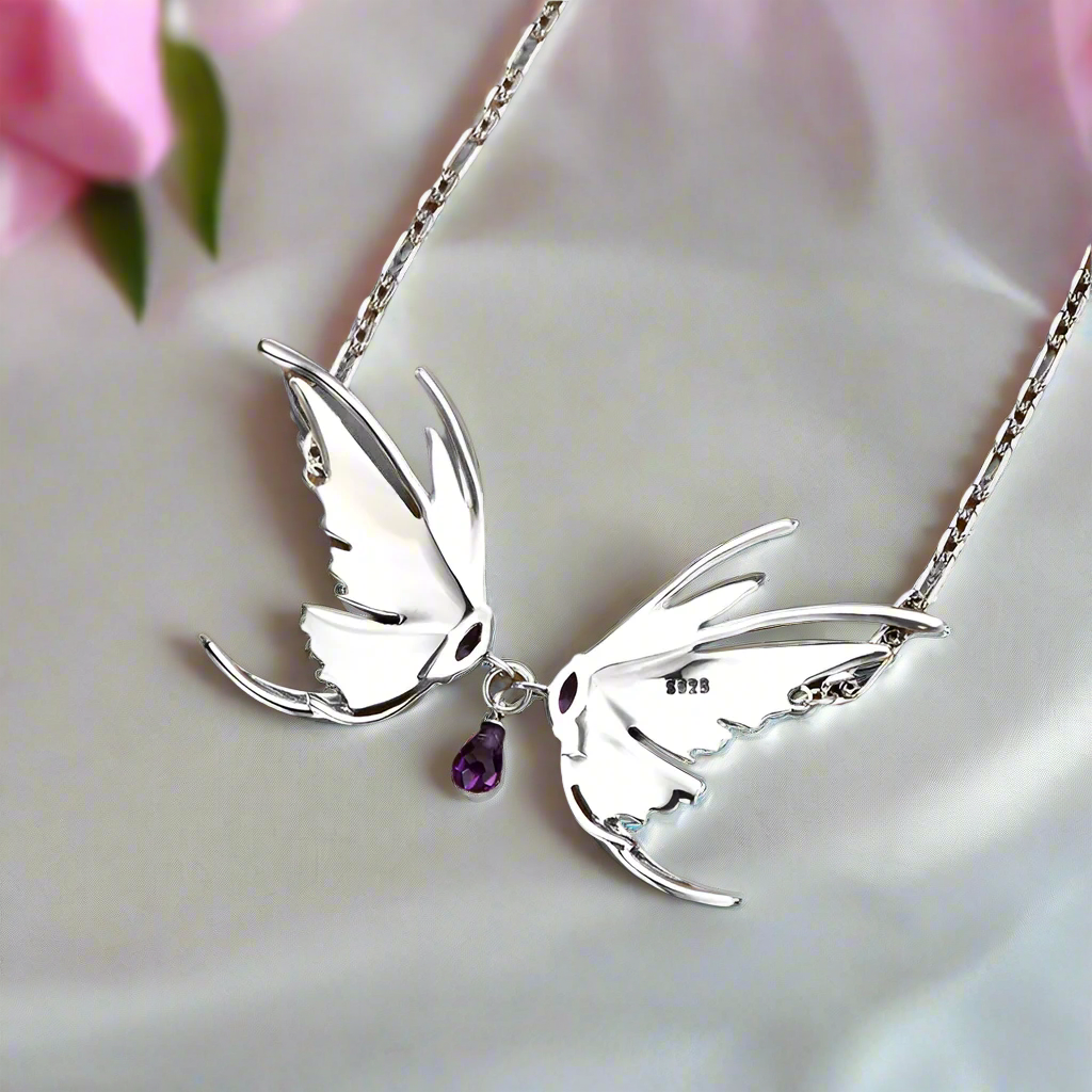 Retro Butterfly Necklace with Diamond