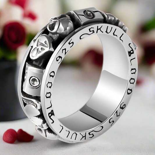 Retro Trend Skull Love Poker Rotatable Men's Band