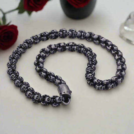Rock Skull Head Link Chain Punk Necklace