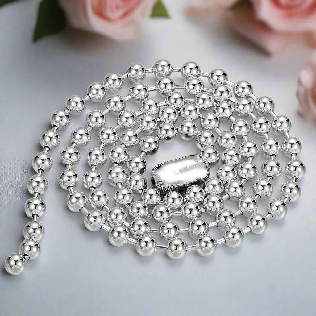 Round Bead Chain Retro Buckle Necklace