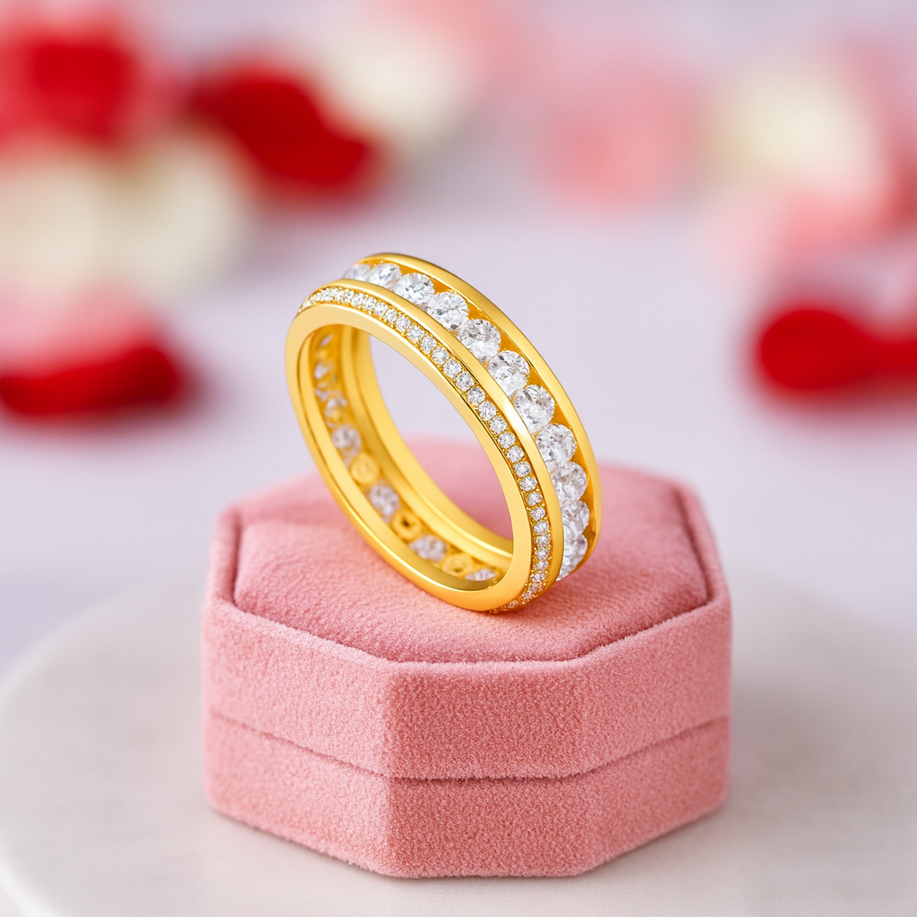 Round Diamond Eternity Wedding Band