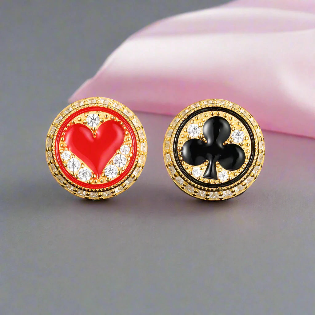 Round Poker Diamond Earrings