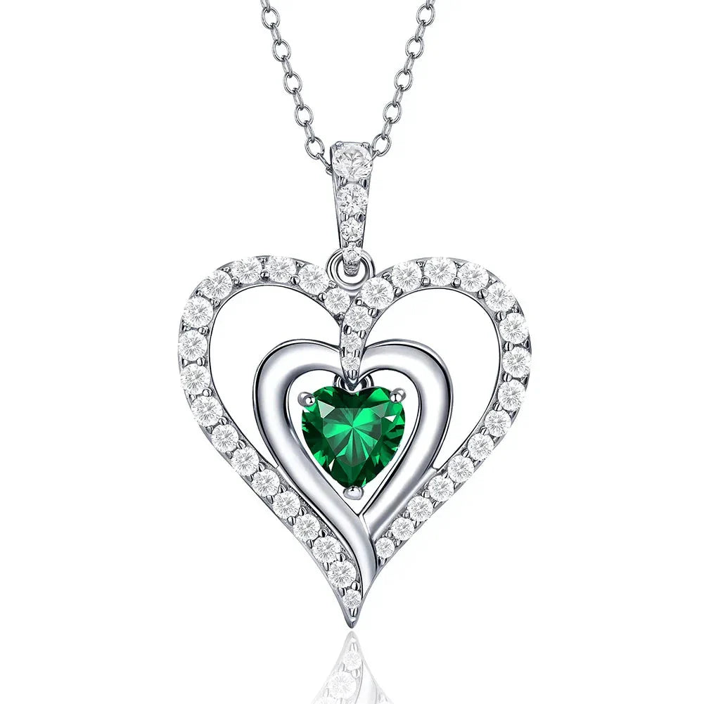 12 Birthstone Gemstone Heart-shaped Necklace