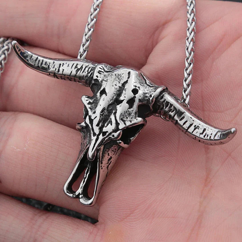 Hip Hop Bull Head Skull Punk Necklace