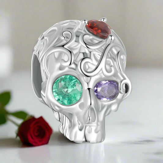 Vintage Patterned Skull Charm