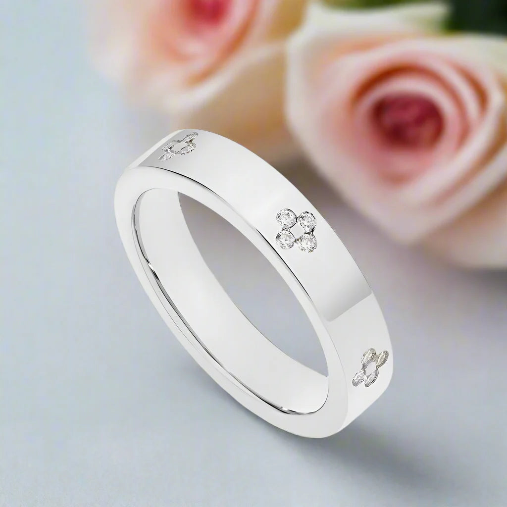 Elegant Flowers Diamond Wedding Band