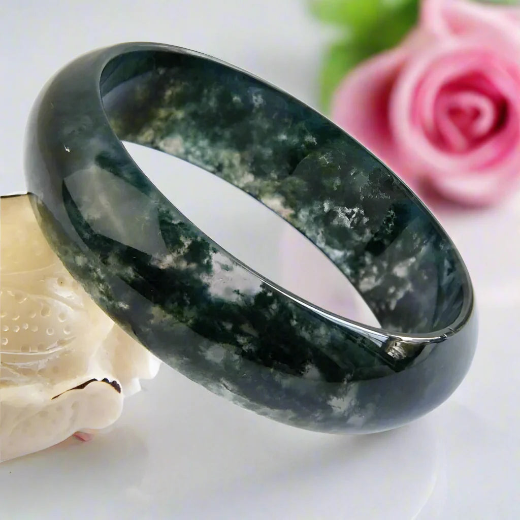 Aquatic Moss Agate Bangle