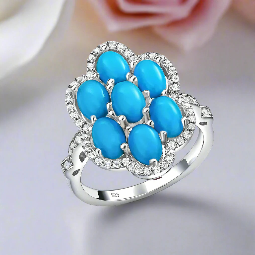Sparkling Opal Gemstone Halo Ring