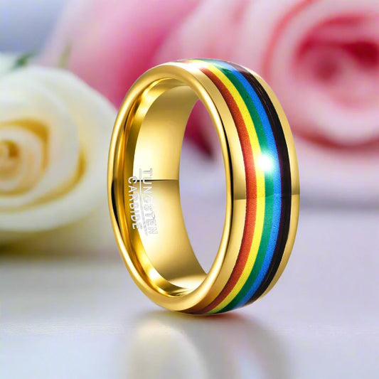 Rainbow 8mm Tungsten Carbide Men's Ring
