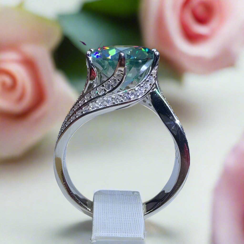 5ct Green Diamond Wedding Ring