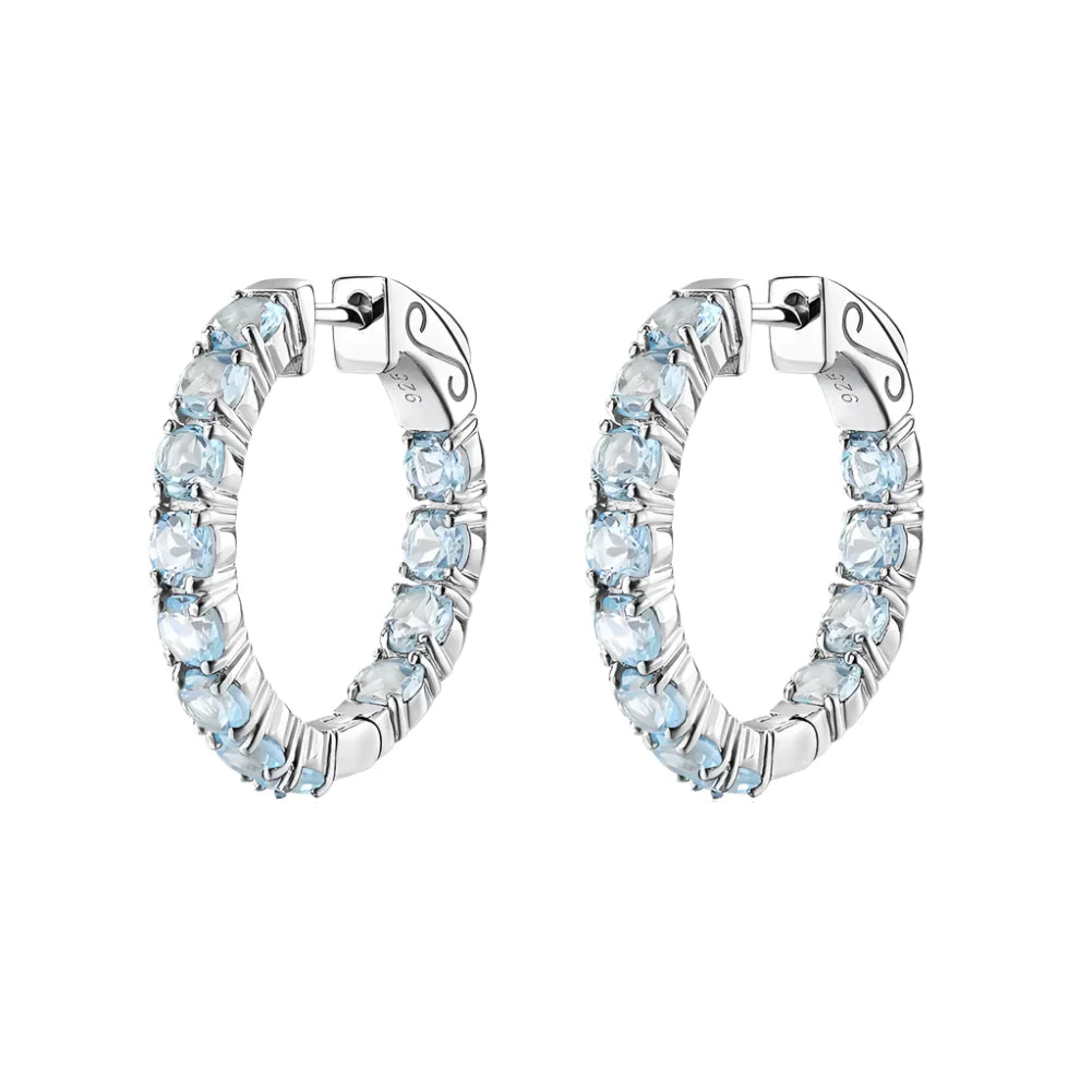 Classic Natural Gemstone Hoop Earrings