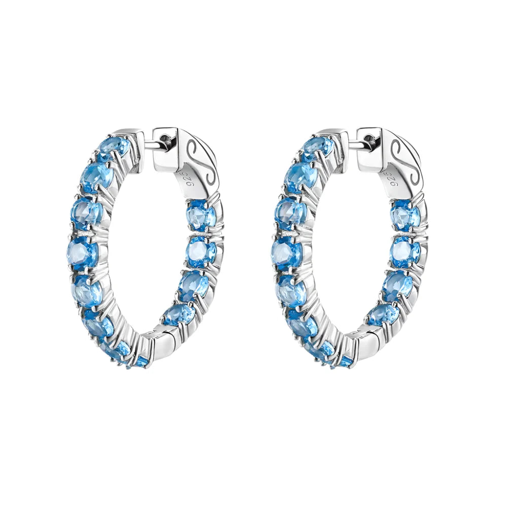 Classic Natural Gemstone Hoop Earrings