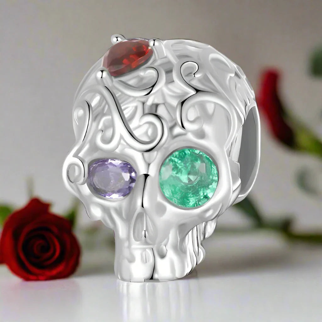 Vintage Patterned Skull Charm
