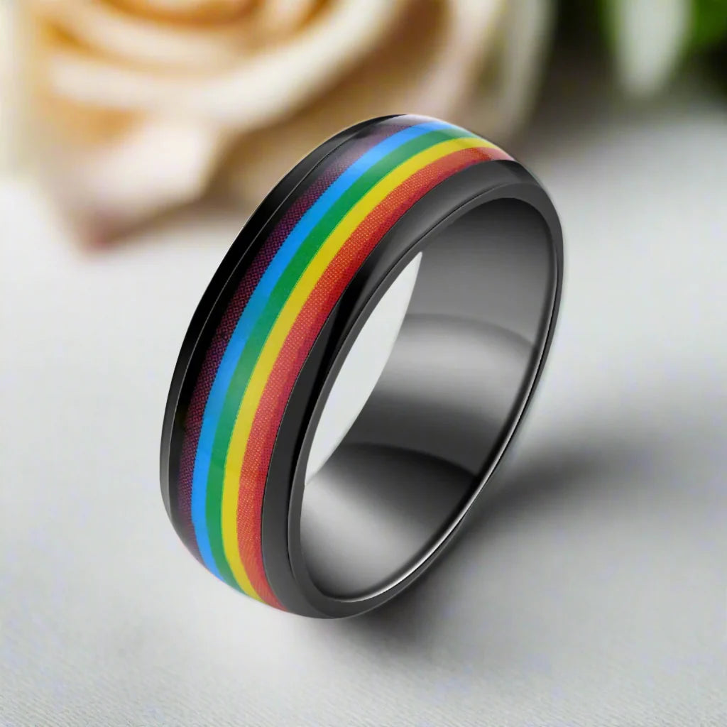 Rainbow 8mm Tungsten Carbide Men's Ring