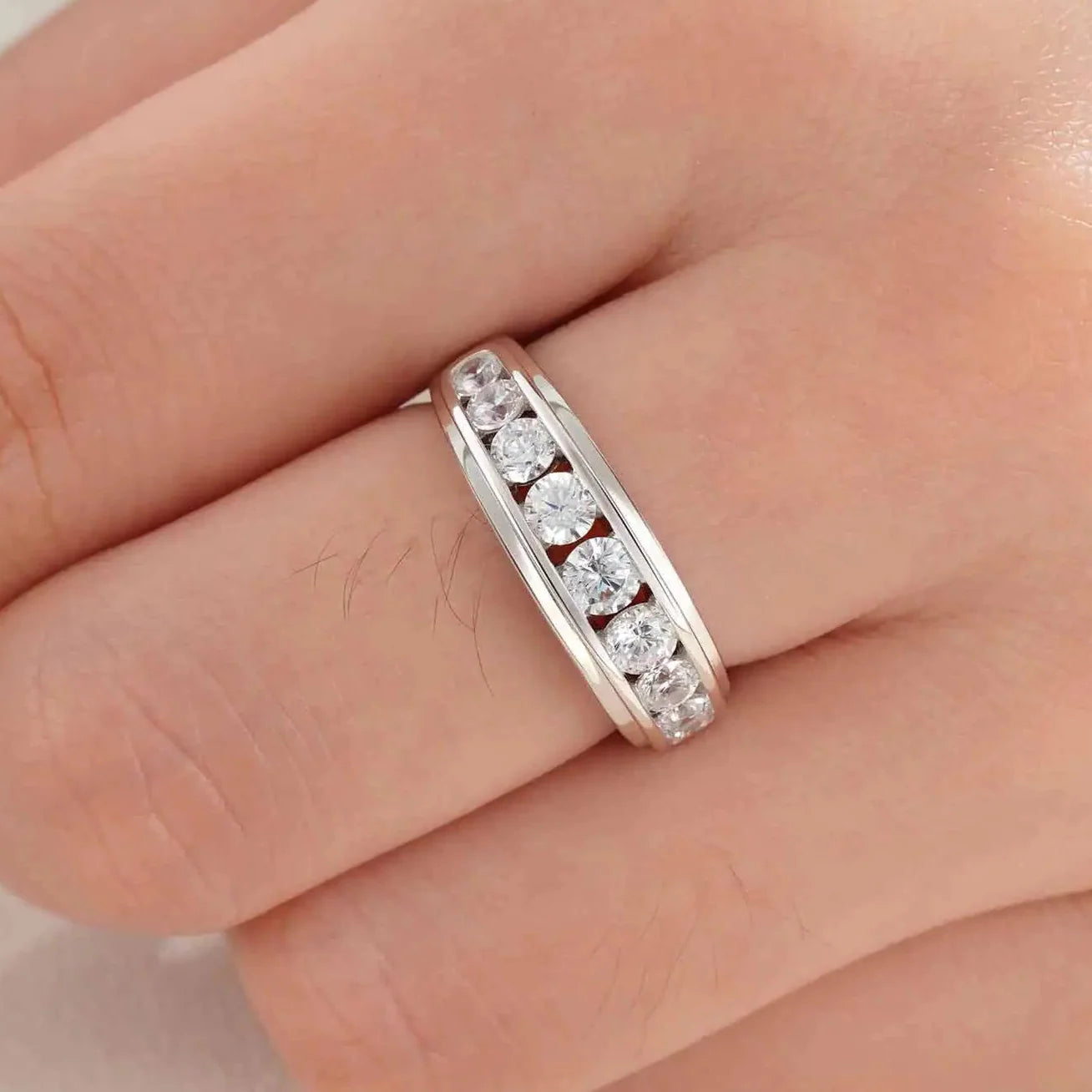 Elegant Round Cut Diamond Eternity Wedding Band