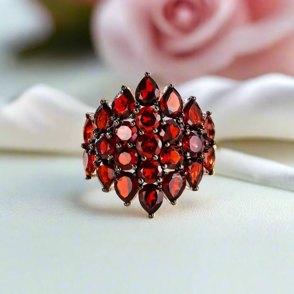 Unique Red Garnet Gemstone Ring