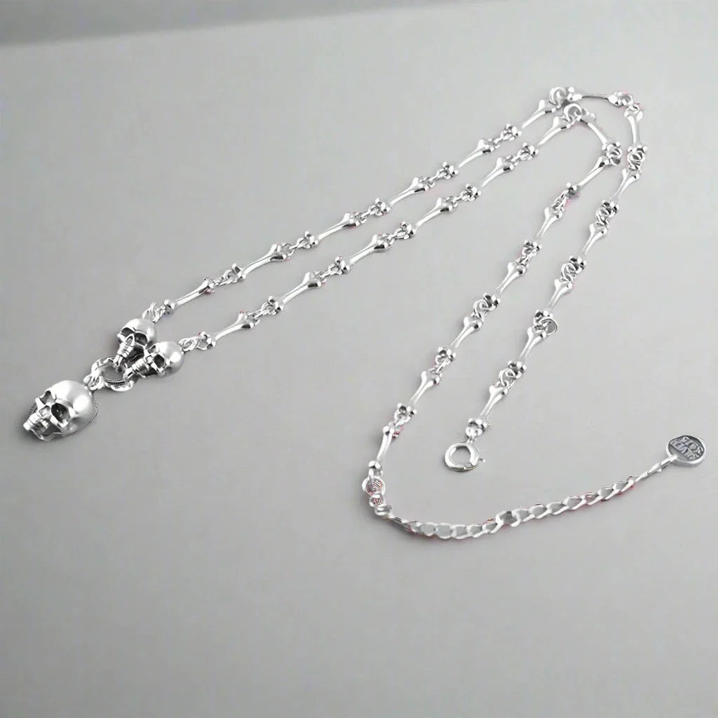 Retro Punk Skull Stick Bone Necklace