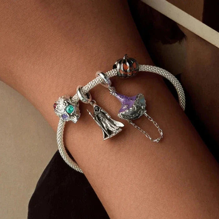 Vintage Patterned Skull Charm