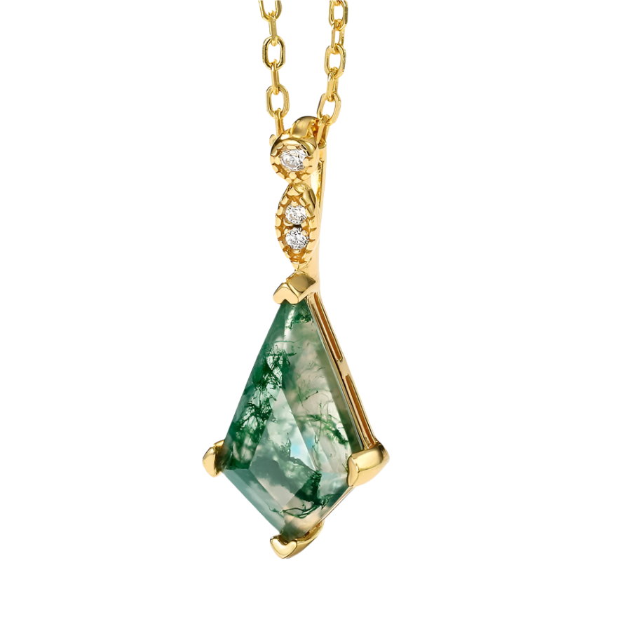 Kite Cut Natural Moss Agate Jewelry Set