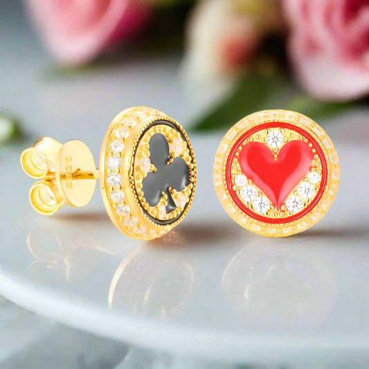Round Poker Diamond Earrings