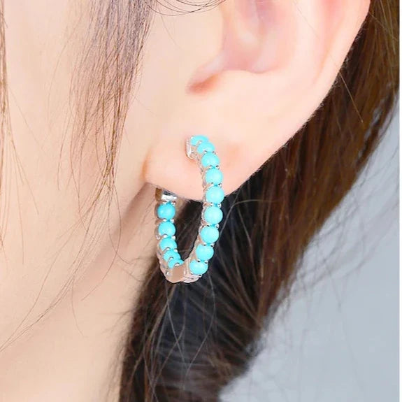 Round-cut Opal Gemstone Huggie Earrings