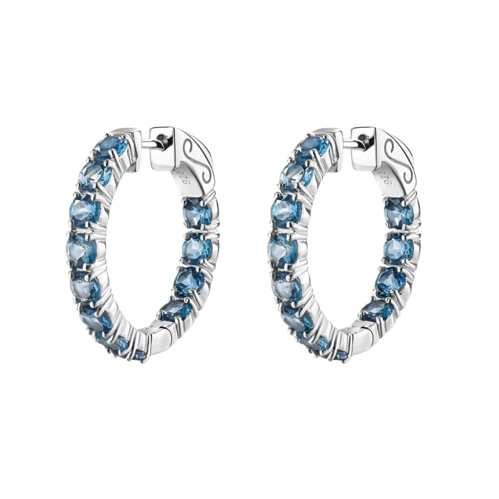 Classic Natural Gemstone Hoop Earrings