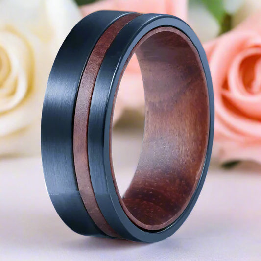 Solid Wood Titanium Steel Ring Men's Ring