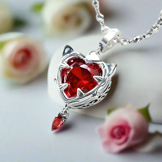 Sweet and Versatile Heart-shaped Cat Pendant