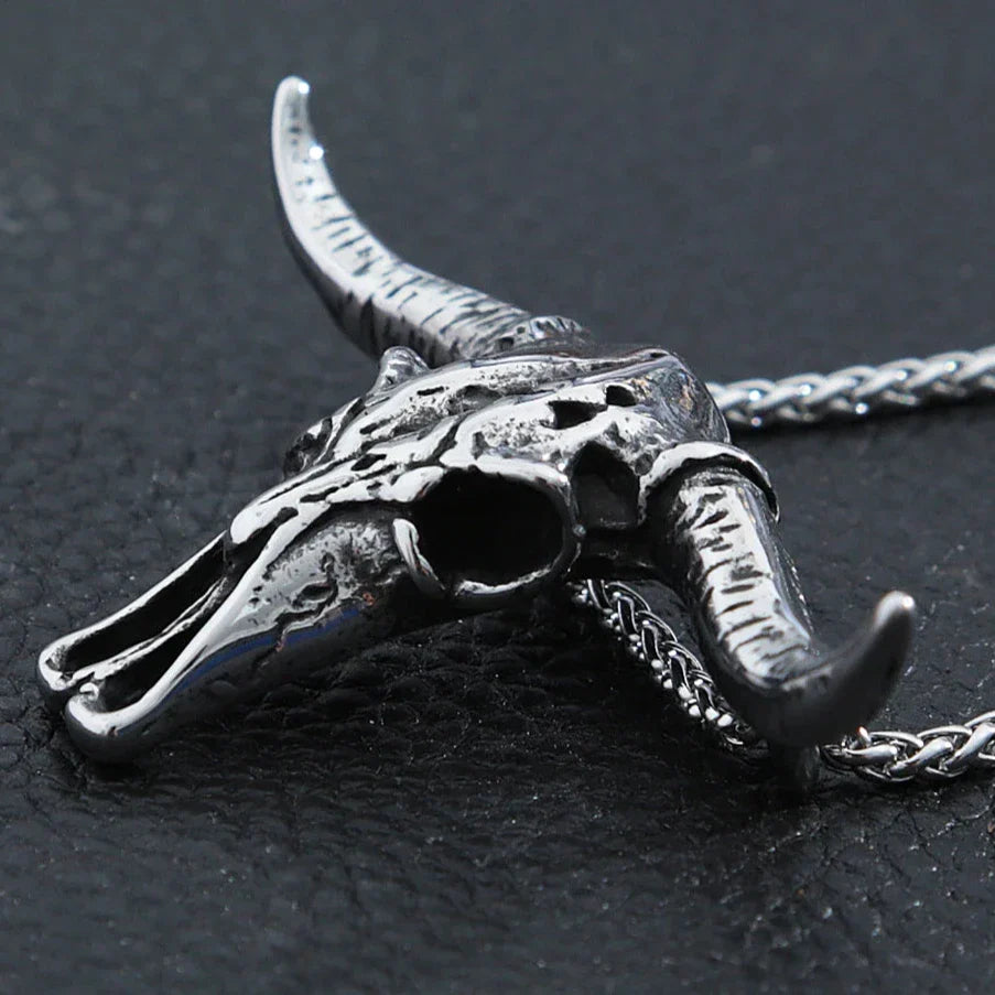 Hip Hop Bull Head Skull Punk Necklace