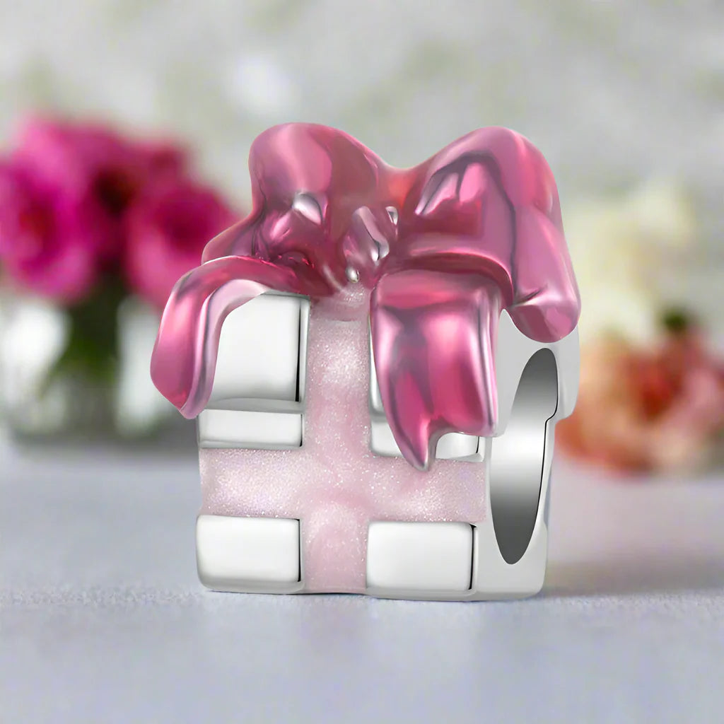 Pink Heart Love with Bow-knot Charm