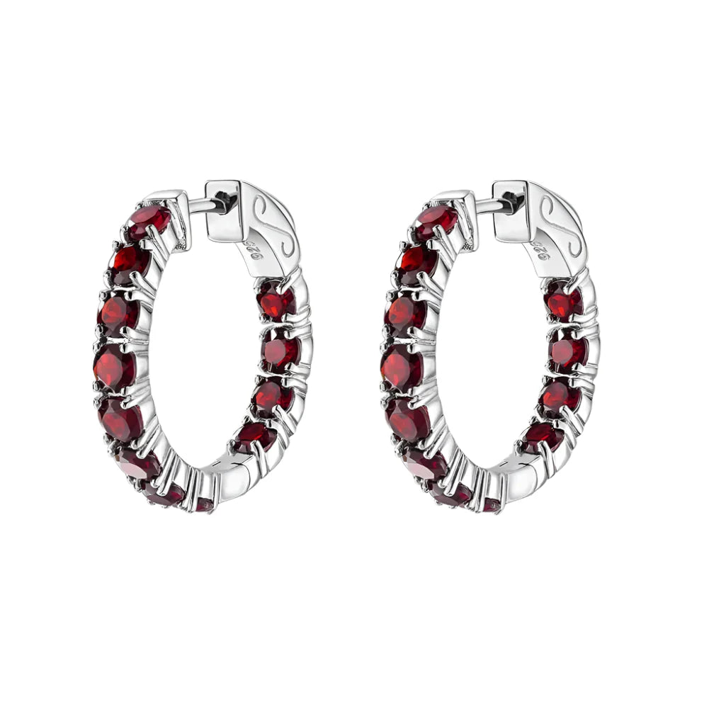 Classic Natural Gemstone Hoop Earrings