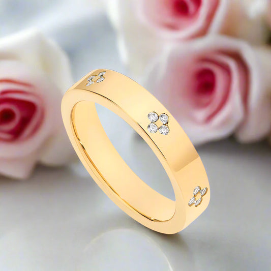 Elegant Flowers Diamond Wedding Band