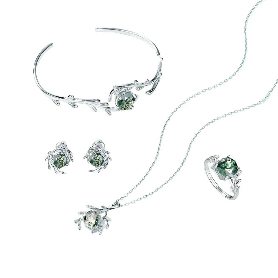 Moss Agate Jewelry Set