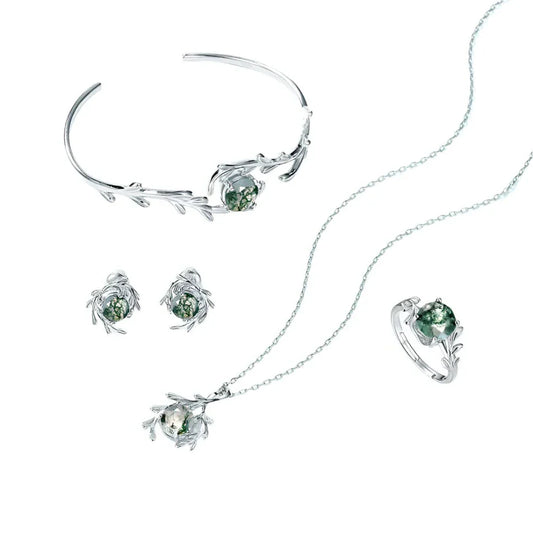 Moss Agate Jewelry Set