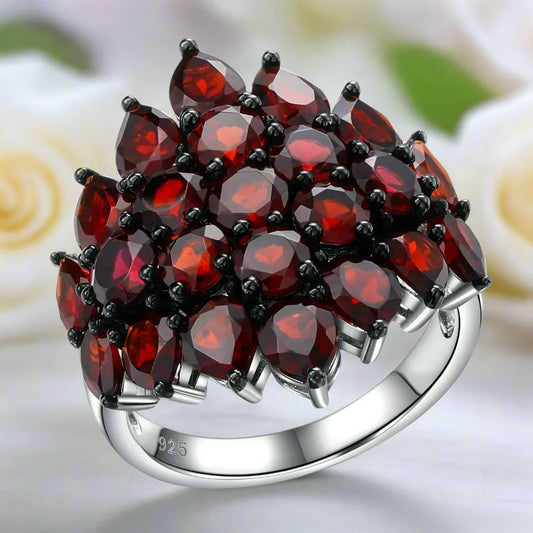 Unique Red Garnet Gemstone Ring