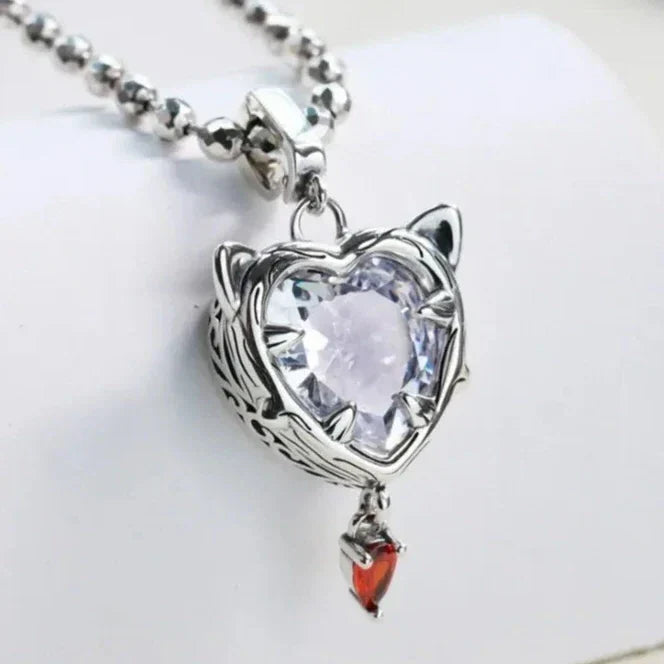 Sweet and Versatile Heart-shaped Cat Pendant