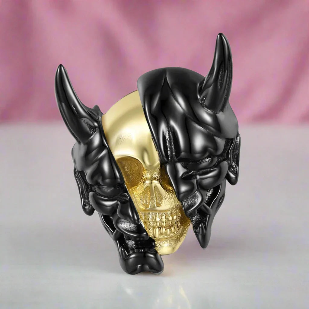 Black Skeleton Mask Pendant Necklace