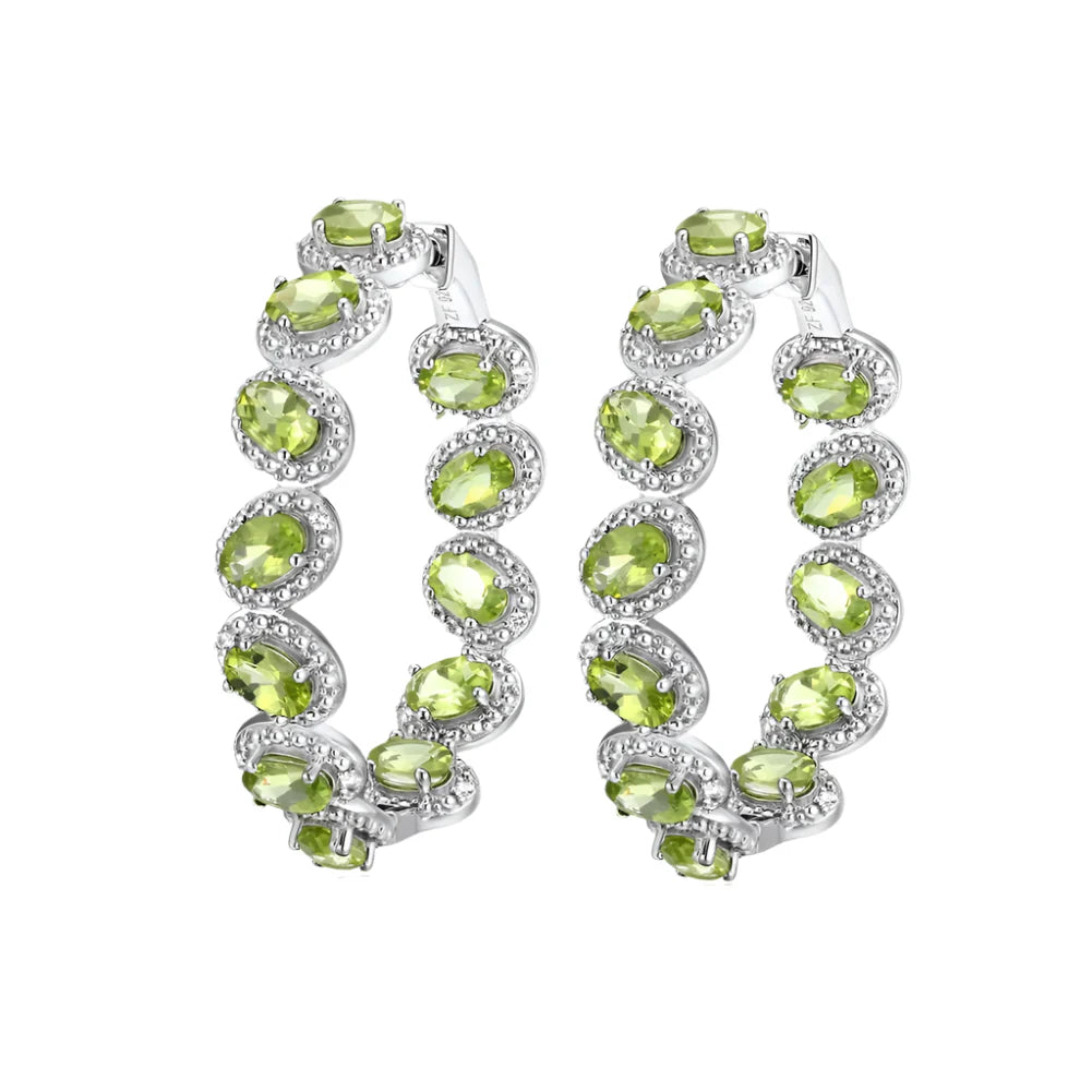 Oval-cut Natural Citrine Gemstone Vintage Hoop Earrings
