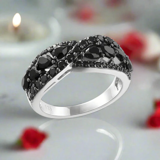 Infinity Pear-cut Natural Black Spinel Ring