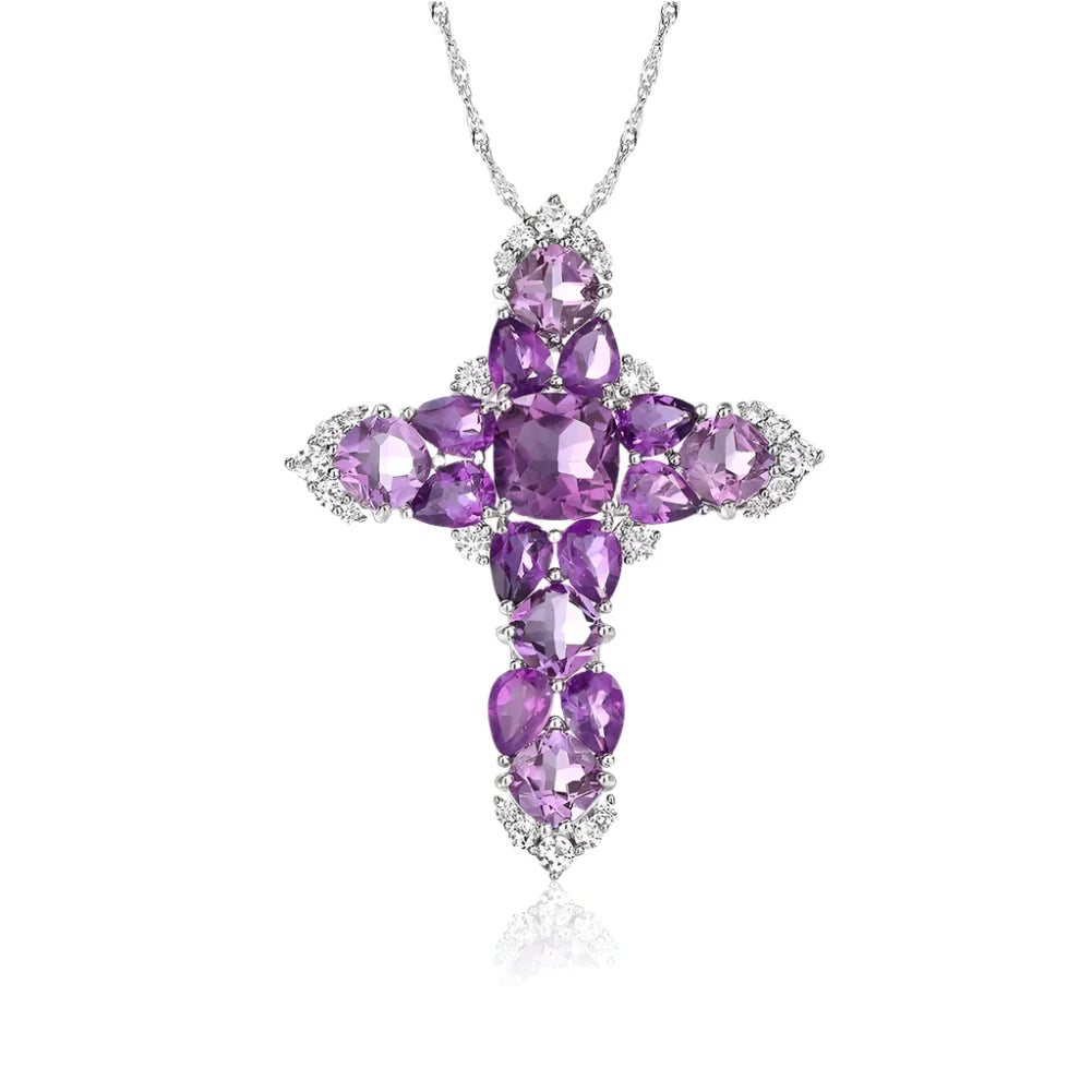 Marquise-cut Natural Blue Topaz and Amethyst Icy Necklace