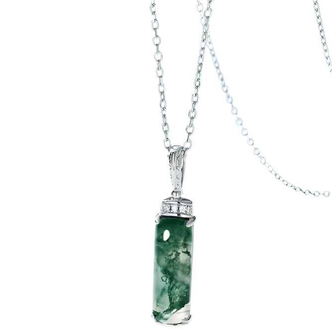 Natural Moss Agate Pendant Necklace