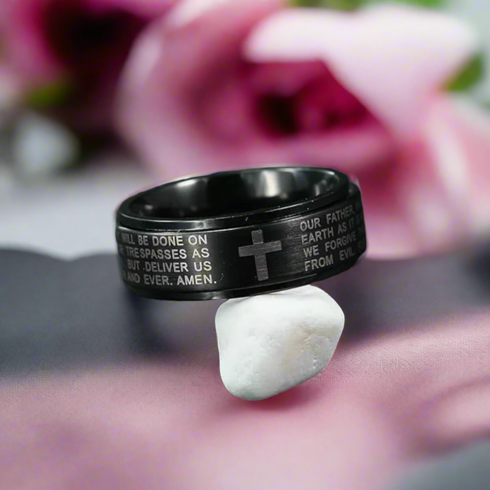 Men's Titanium Wedding Band with Bible Verse
