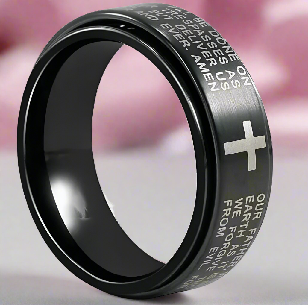 Men's Titanium Wedding Band with Bible Verse