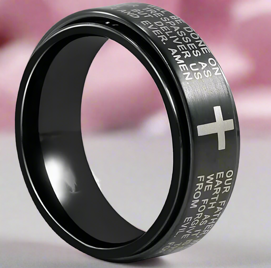 Men's Titanium Wedding Band with Bible Verse