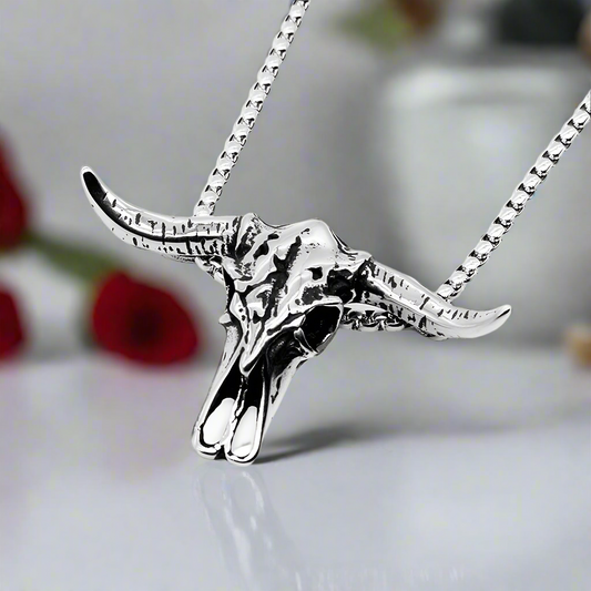 Hip Hop Bull Head Skull Punk Necklace