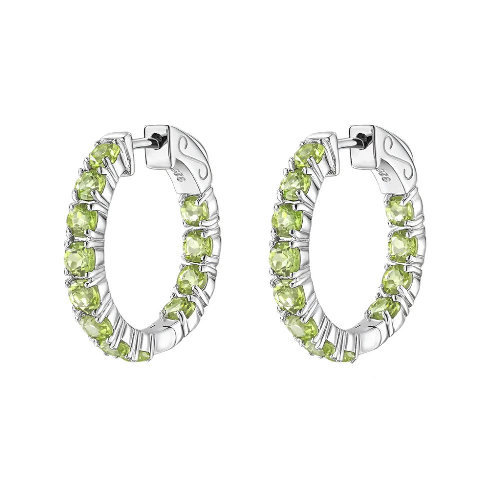 Classic Natural Gemstone Hoop Earrings