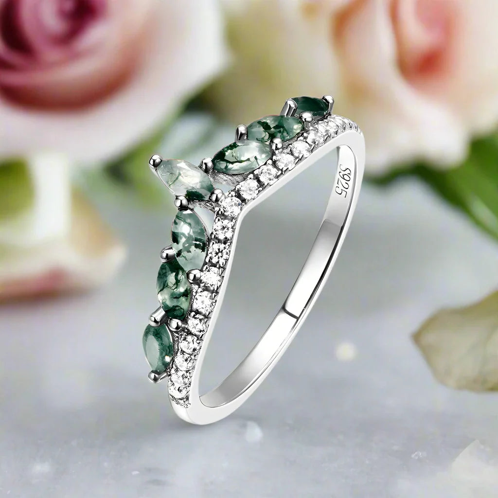 Moss Agate Engagement Ring
