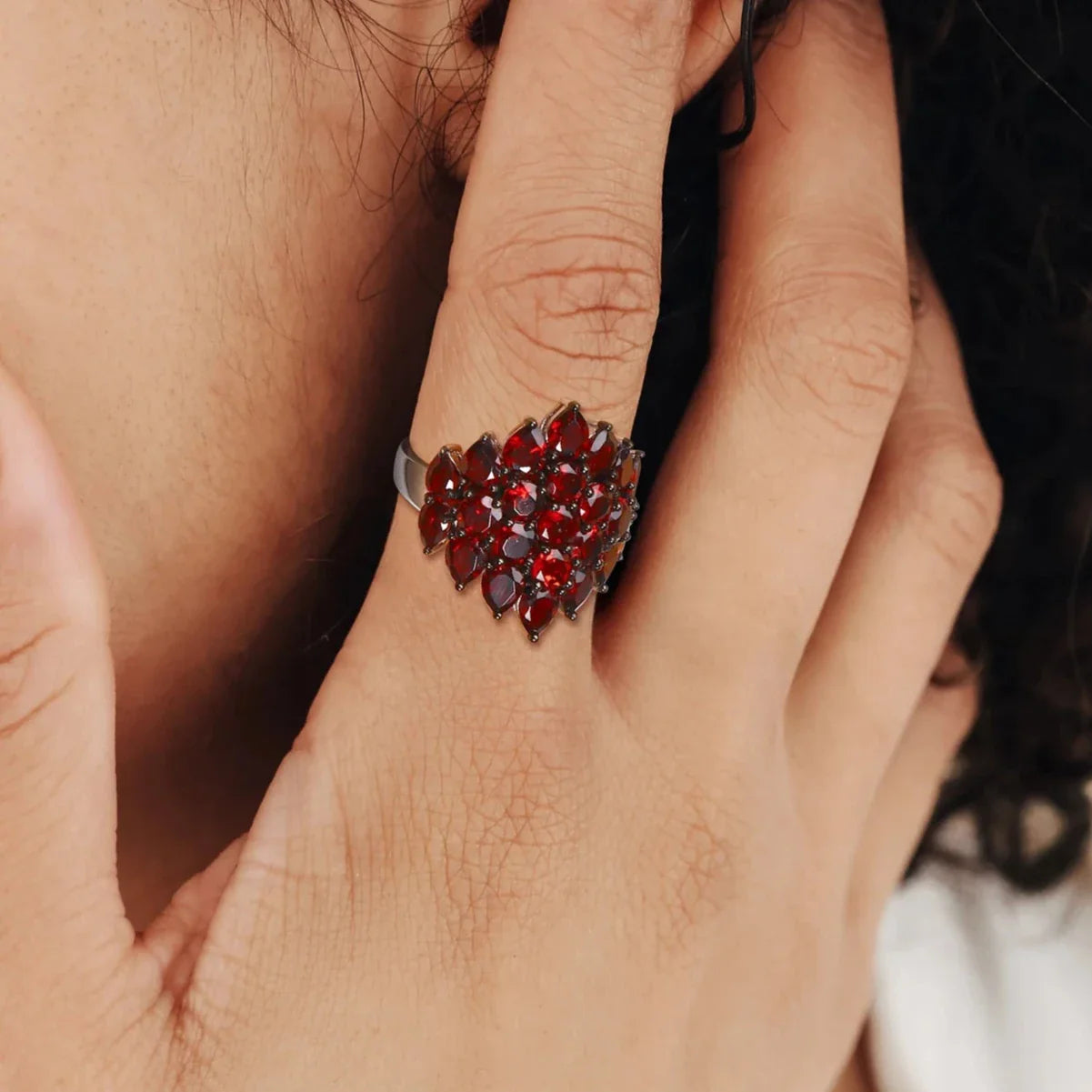Unique Red Garnet Gemstone Ring