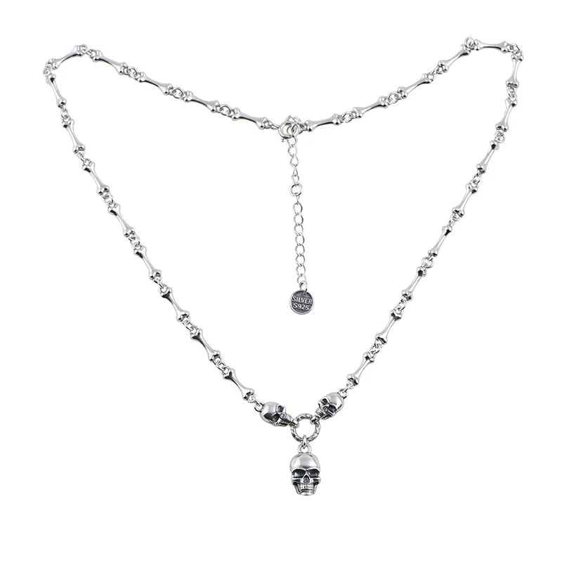 Retro Punk Skull Stick Bone Necklace