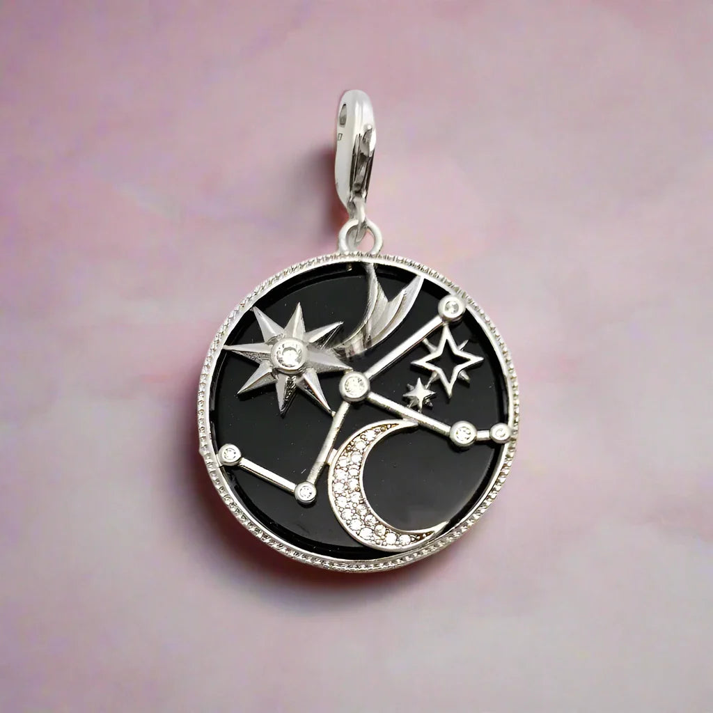 Moon and Stars Constellation Round Pendant